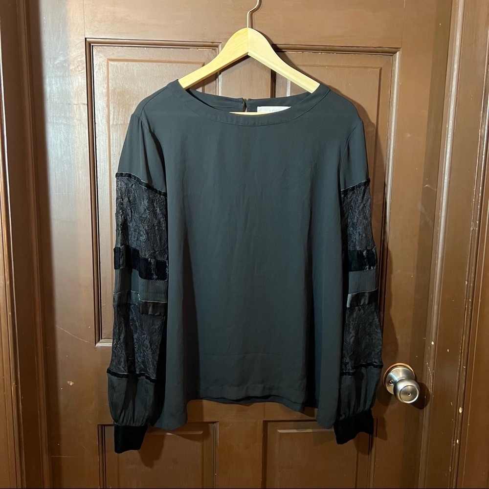LOFT Lace Long-Sleeved Blouse, Large